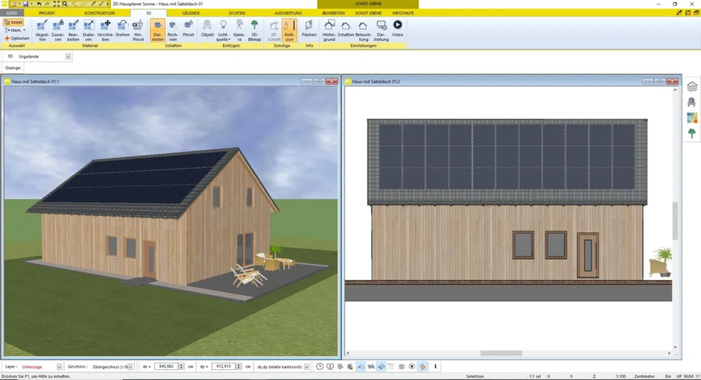 Darstellung in Ansicht und 3D