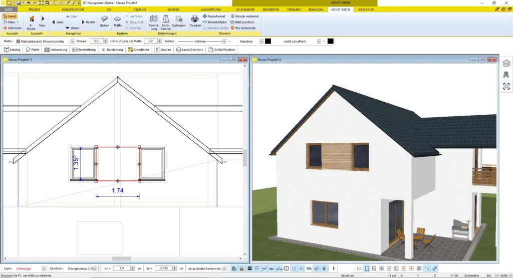Konstruktionsebene Wand